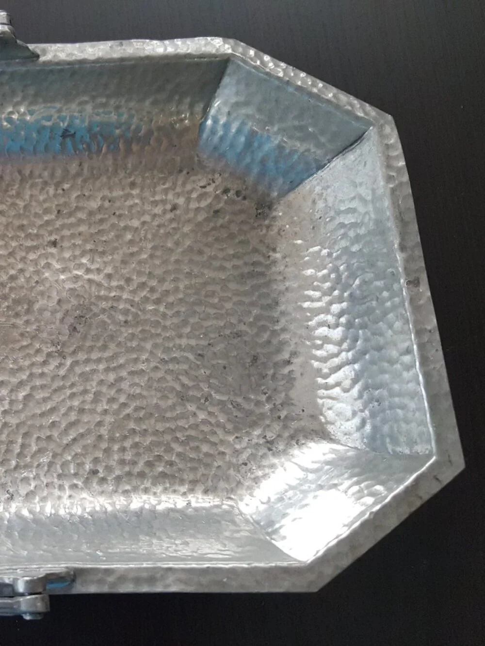 RARE Vintage Art Deco Hammered CIVIC Pewter Handled Basket Pattern No. 3492